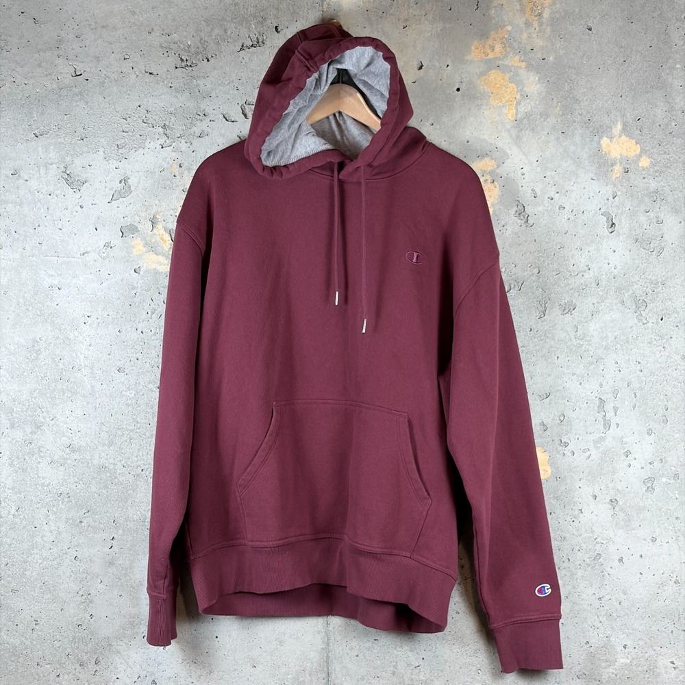Champion Hoodie Mens Large Burgundy Fleece Pullover S0889 Gorpcore